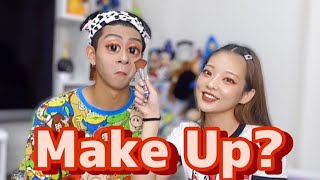 【メイク動画？】旦那に自分のメイクをしてみた！www