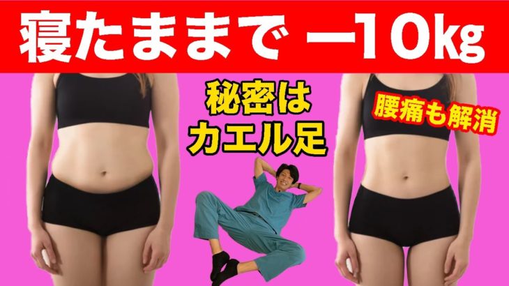 【カエル足ダイエット】寝たままできるストレッチでお腹痩せと脚痩せと腰痛改善ができる