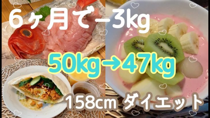 【ダイエット６ヶ月目の結果報告】158cmダイエット中の食事記録　50kg→47kg