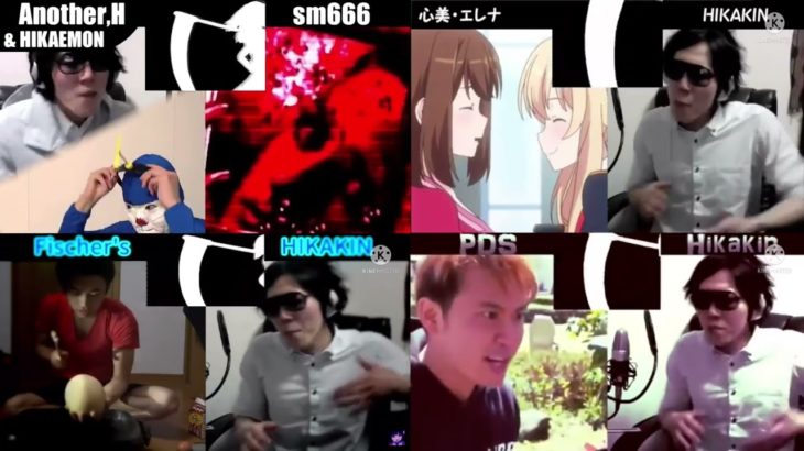 【シンクロ？】sm666vsクロエvsフィッシャーズvsPDS ボイパ対決 Bad Apple!!