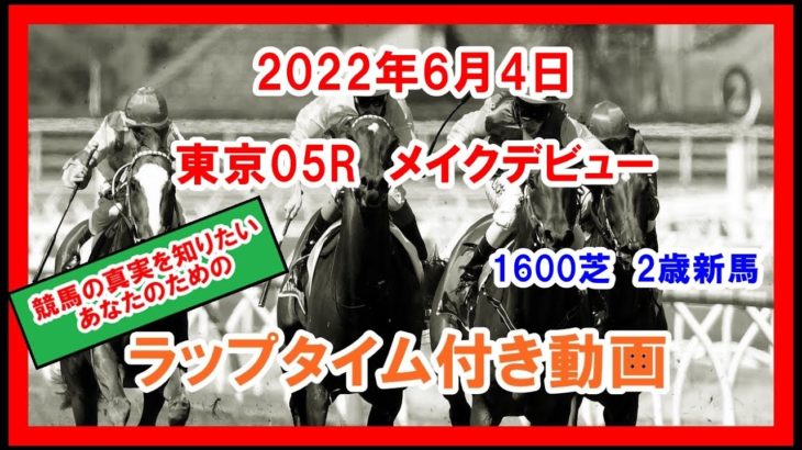 メイクデビュー ノッキングポイント 2022年6月4日 東京 05R 1600芝 2歳新馬  ラップタイム付き動画