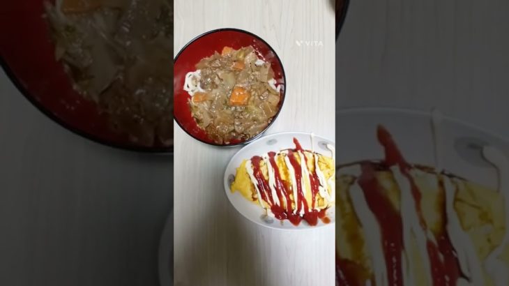 ダイエット中 残り物消費   夜ご飯#低所得 #健康オタク#健康 #節約 #美容 #ダイエット #自炊 #うどん #オムレツ