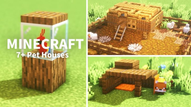 Minecraft: 7+ Simple Pet House Designs | 簡単！ペット小屋の作り方7選！犬小屋・鳥かご