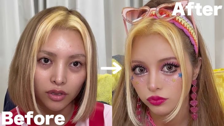 【作業用】すっぴんからギャルメイクと髪の毛までノーカット【スマホ無加工】