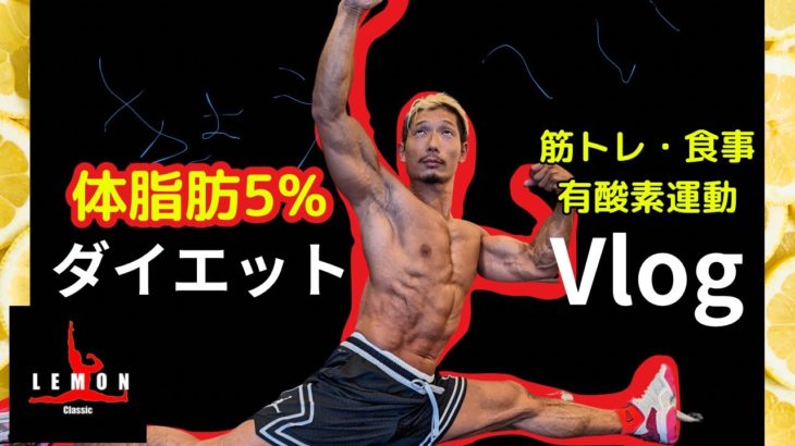 体脂肪率5%になった！ダイエット中の１日【レモンクラシック22日前】【フル食】【VLOG】【筋トレ】