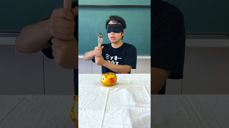 目隠ししてハンマーをブタの貯金箱に上手く振り下ろせるかチャレンジが気持ちいいwww #shorts