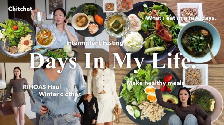 日常vlog | 雑談多め（16時間断食とダイエット中の食事）, 冬服たくさん買ったので紹介♡Rihoas Dress