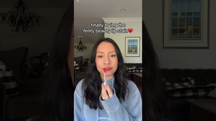 trying the fenty beauty lip stain in strawberry sangria🍓 #shorts #trending #relatable #makeup