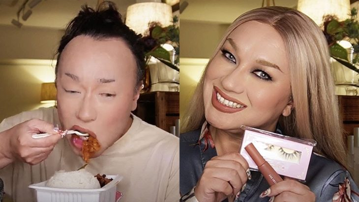 【メイク&モッパン配信】リップをチーク使いしようと思ったら付けすぎておてもやんになりました💄参鶏湯とプルコギ丼が2人前どころか3人前すぎて満腹滝汗🫃