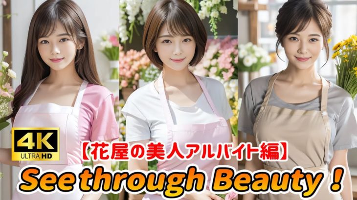 4K◎シースルービューティ！【花屋の美人アルバイト編】  AI lookbook  AIart AI熟女 AI美女 AI美熟女 AIグラビア  AI美女 AIモデル 花屋 あなたの下着を見せて下さい