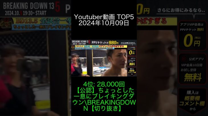 2024年10月09日 Youtuber動画ランキング TOP5 Fischer’s-フィッシャーズ- 中町兄妹 深夜のレイクレ