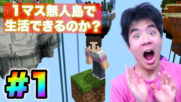 たった１ブロックしかない無人島のワールドで生き延びられるのか？【マインクラフト】