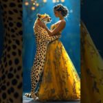 A beauty dances with a cheetah and fuse with it #amazing #funny #magic #animals #aiart