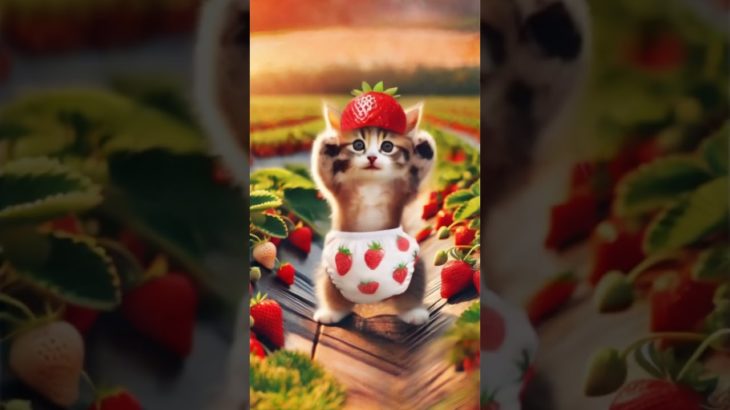 イチゴおむつ猫 #猫ダンス #ペットダンス #いちご #おむつ #trending