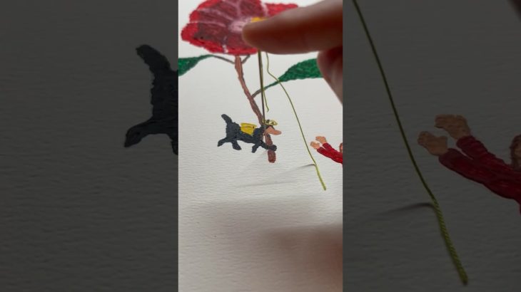 天国に行ったペットの犬が飼い主にお花で感謝を伝えようとしていたので、糸で手伝ってあげました。#art #アート #drawing #おすすめ #fyp #shorts