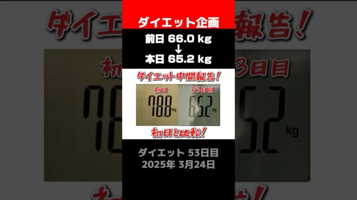 【ダイエット53日目】ダイエット中間報告！ #ダイエット #リバウンド #筋トレ #比較
