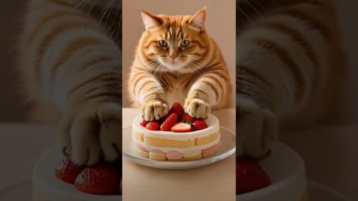 Cat playing with cake＃cutepets #萌宠  #귀여운 애완동물 #かわいいペット #प्यारा पालतू
