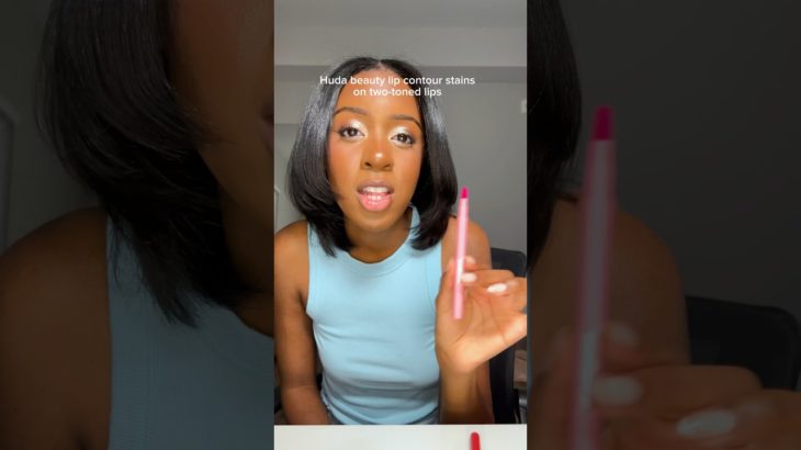 Huda beauty lip contour stains on two-toned lips #makeup #grwm