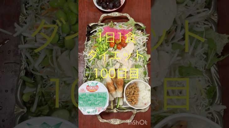 ピンクタクシー🚕1日1食大盛り満腹ダイエット100日目❣️なんと太った😭#1人 #ランチ #サラダ #果物 #ダイエット #1日1食 #大盛り #満腹#カップラーメン