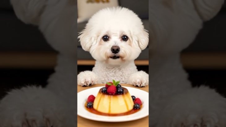 🐶✨ Bichon Frise ASMR | Eating Pudding Sounds | Cute & Relaxing Pet Video