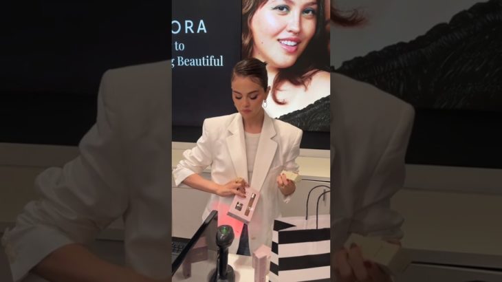 Selena Gomez Works at Sephora Rare Beauty Counter #selenagomez #shorts