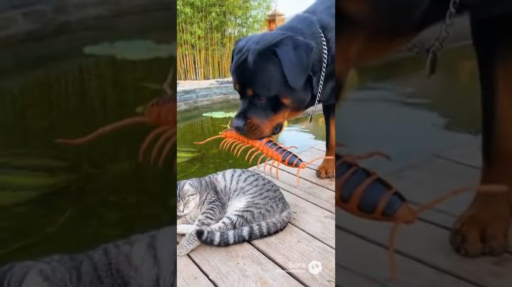 Rottweiler Dog Vs Angry Cat Funny Pet Moment