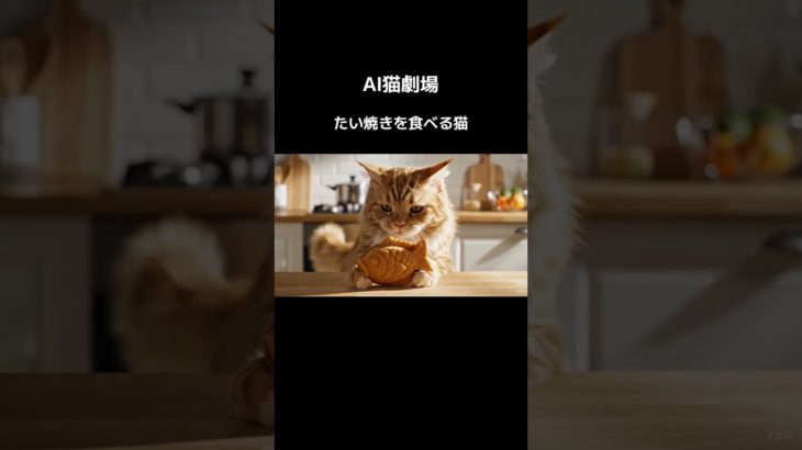 タイ焼きを食べる猫　　　#ai動画#shorts #ショート動画 #こんなペットは嫌だ #kawaii #猫 #cat #猫のいる生活#animals