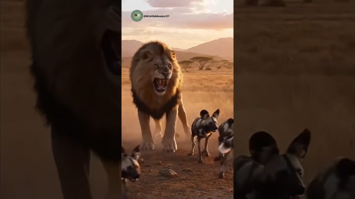 Lion Attacks Wild Dog — But a Brave Pet Dog Saves Him