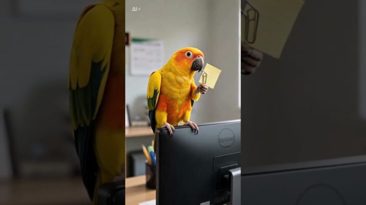 White Cat & Yellow Parrot at Work 🐱🦜 | Funny Office Pet Story | Animal Shorts#sigma meow