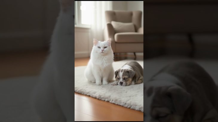 ルイ、ねむねむタイム？#猫 #ブルドッグ #かわいい動物 #ペット動画 #面白いペット #猫の遊び #犬の反応 #ペットのやり取り #動物の行動 #ペットショート #cat #cute #love