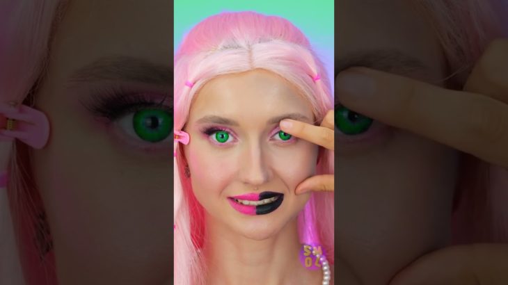 黒とピンクのメイク対決！バービーに変身💖🖤💄
