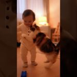 赤ちゃんとキジトラ猫#赤ちゃんのいる生活#ペット#猫のいる暮らし