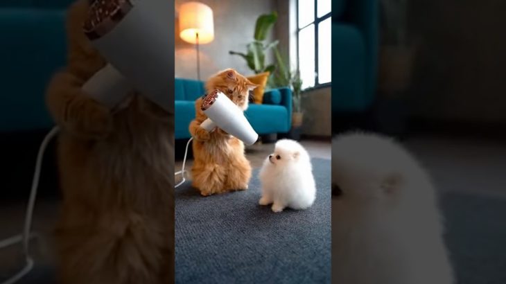 Funny Cat and Puppy Moment | Pet Friendship