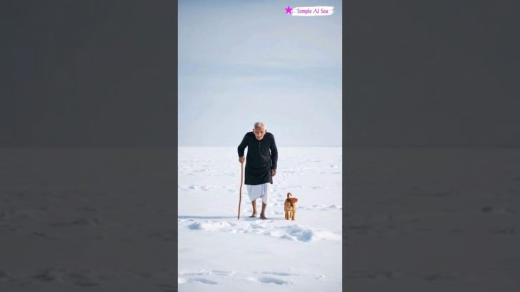 Grandfather is freezing and his pet dog helps him 😭 #ai #save #winter #dog