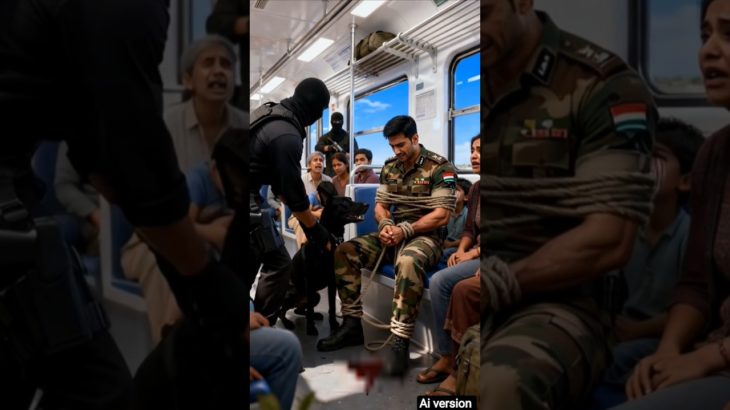 The soldier was sitting on the train with his pet dog #shorts #dog #army #ai