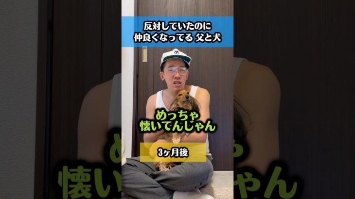 ペット飼うの反対してたのに、仲良くなってる  父と犬