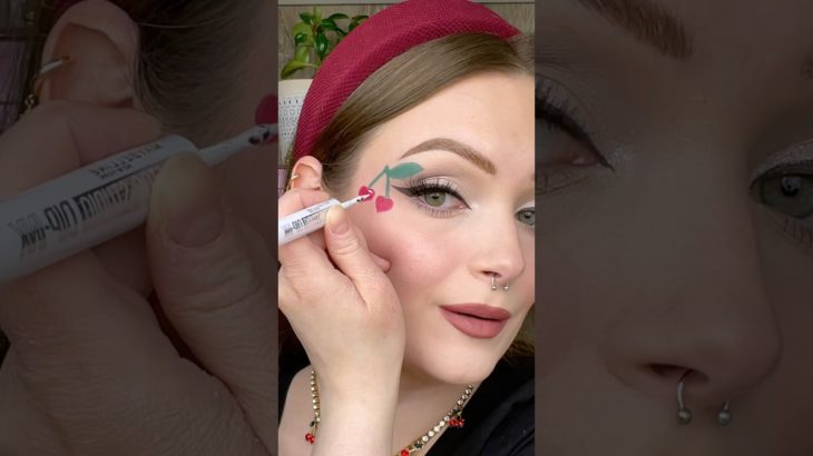 HEART CHERRY MAKEUP 🍒❤️ yes or no?! #makeuptutorial #valentinesday #makeup #beauty