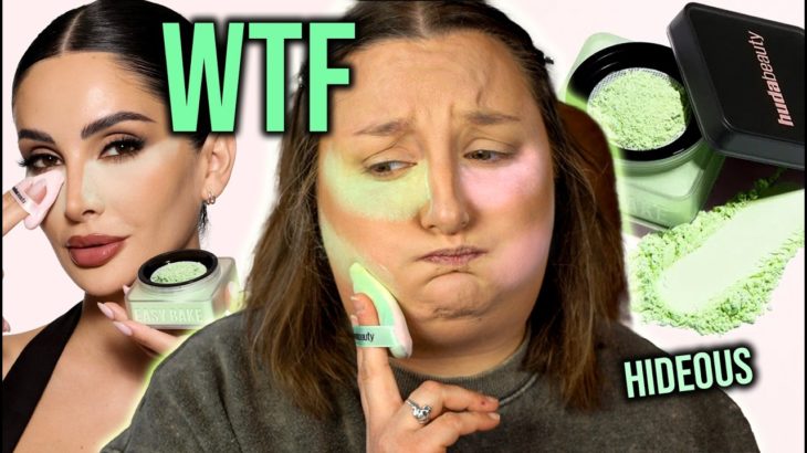 A GREEN FACE POWDER…? WTF WHYYYY..!? TESTING HUDA BEAUTY “MATCHA MILK CAKE”